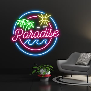 Paradise Beach Led Sign, Summer beach Neon Sign, Wall Decor, Summer Neon Sign, Custom Neon Sign, Best Gifts, Paradise beach Led Light
