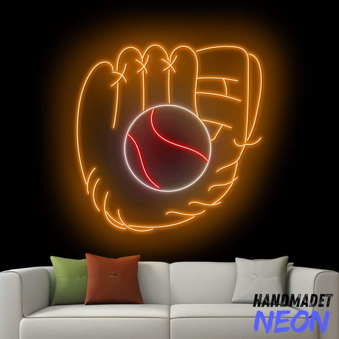 Baseball Gloves Neon Sign, Baseball Ball Led Sign, Baseball Neon Light ...