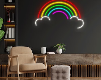 Sinal de led arco-íris, lindo sinal de néon de arco-íris, decoração de parede, lindo sinal de néon de arco-íris, sinal de néon personalizado, sinal de led de loja