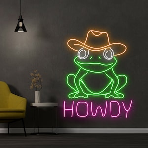 Cowboy Frog Neon Sign, Cowboy Frog Led Sign, Cowboy Frog Howdy Neon Light, Custom Neon Sign, Wall Decor, Frog Led Sign, Best Gifts