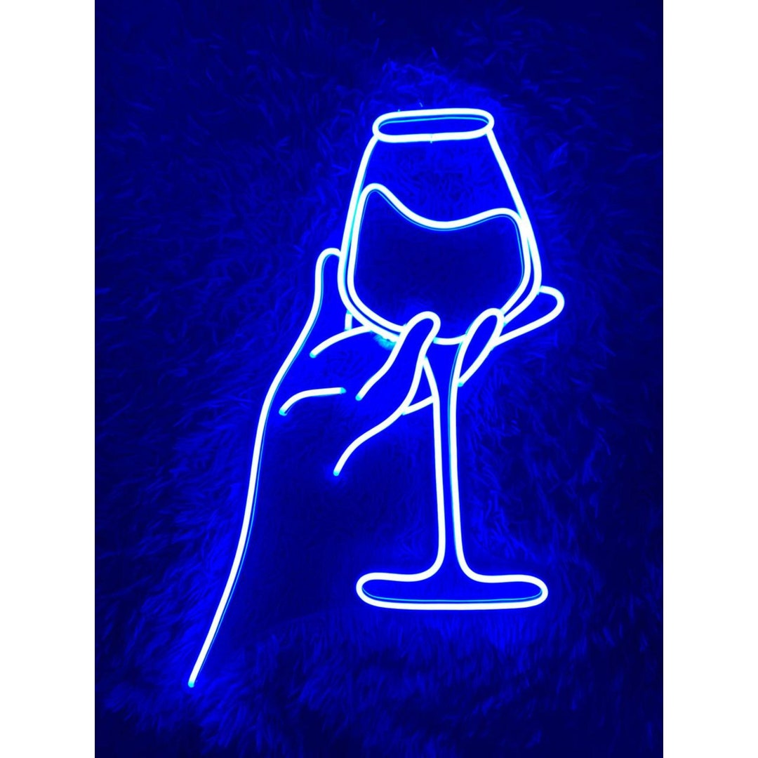 Wine Glass Girl Hand Neon Light, Wine Glass Lady Hand Neon Sign, Wine Glass Woman Hand Led Light