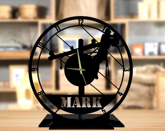 Custom Lineman Tabletop Metal Clock, Electrician Office Desktop Clock, Lineman Desk Circle Clock, Clock Bookshelf Decor, Clock Home Decor