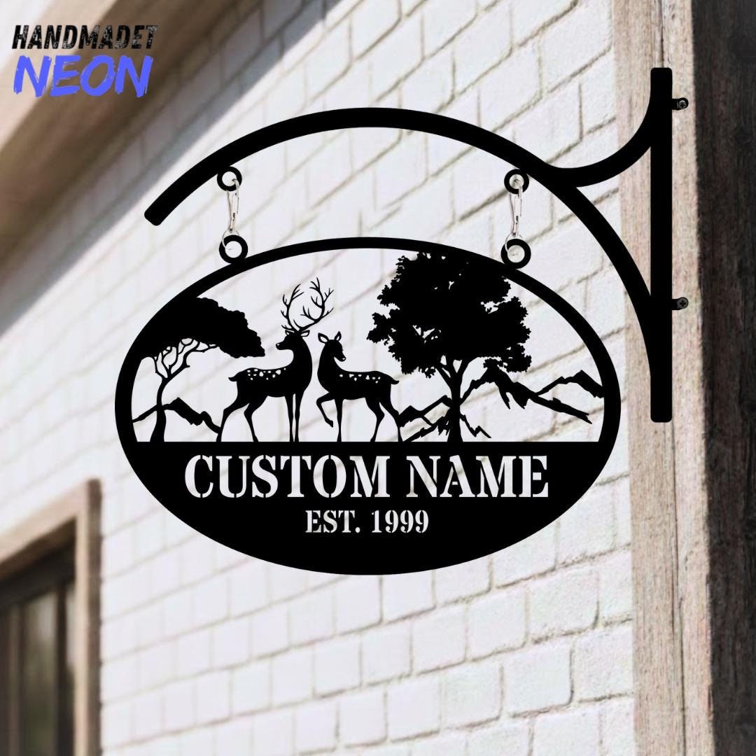 Deer Rack Sign Deer Farm Metal Hanging Sign: Rustic Wildlife Decor, Personalized ...