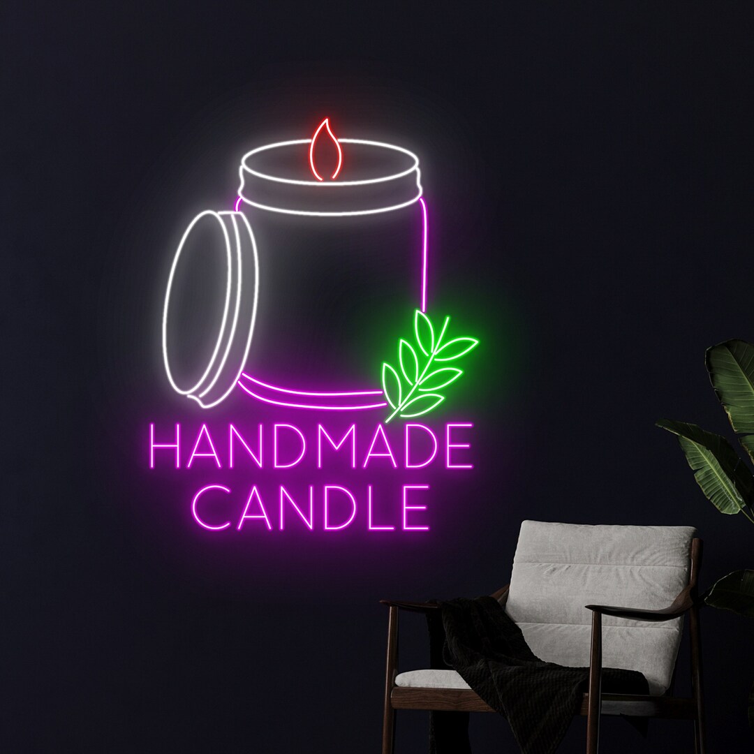 Handmade Candle Neon Sign, Handmade Candle Neon Light, Candle Led Sign ...