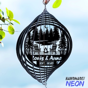 Cabin Wind Spinner, Custom Rustic Metal Outdoor Decor, Mountain Cabin Yard Art, Kinetic Hanging Spinner for Garden, Farmhouse Patio Decor