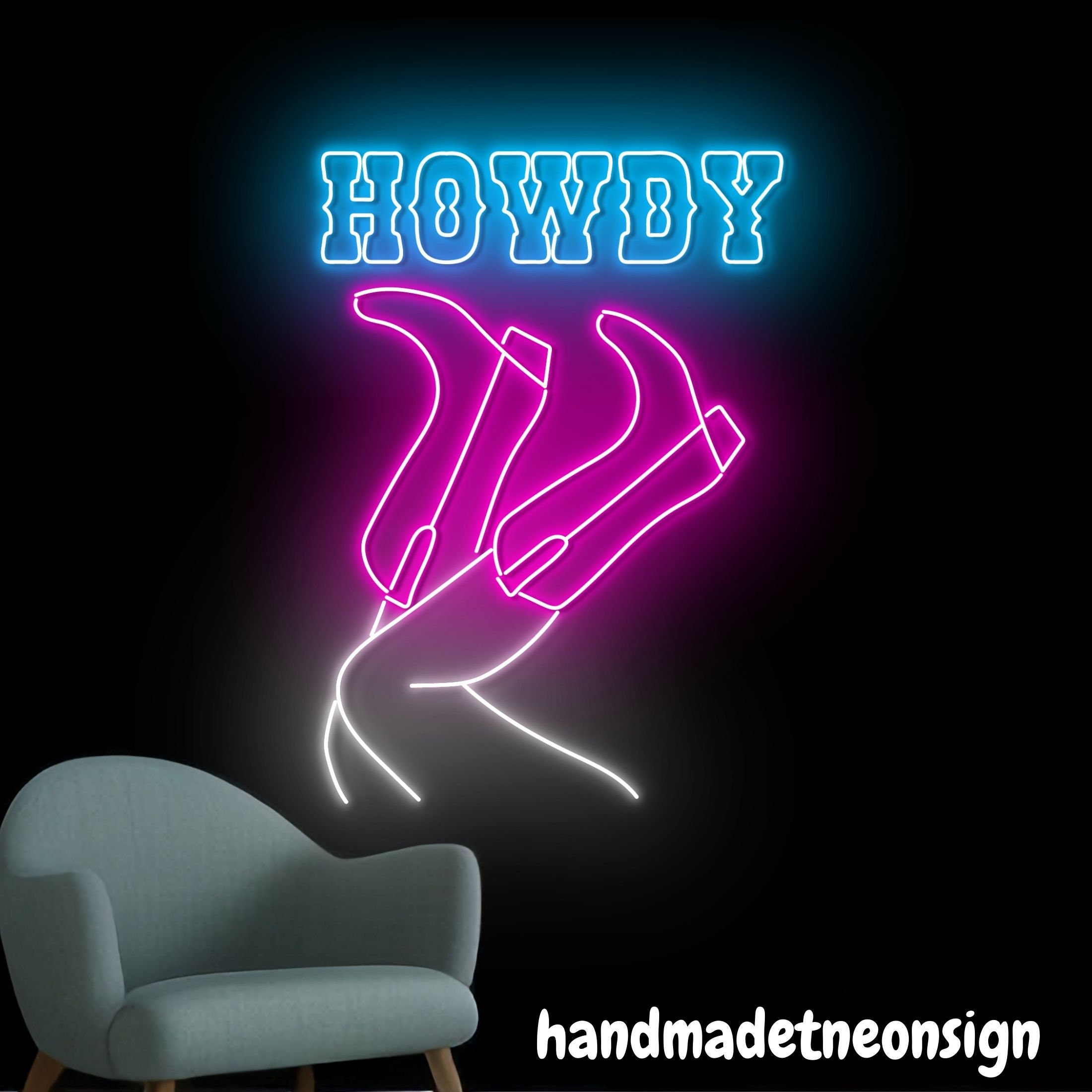 Howdy Neon Sign, Cowboy Boots Led Sign, Cowgirl Legs Led Light, Western ...