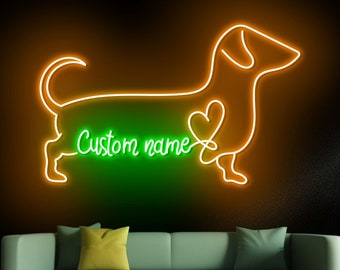 Dackel Neon Schild, Name Dackel Led Zeichen, Dackel-Liebhaber Neonlicht, Dackel Led Licht, Hunderaum Wandkunst, Haustier Haus Wanddekoration