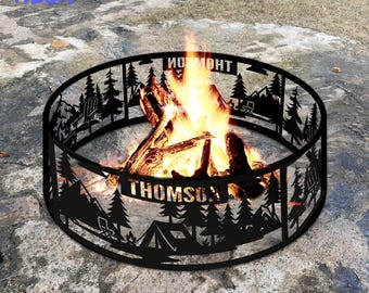 Custom Camper Fire Ring: Rustic Steel Fire Pit - Camping Decor
