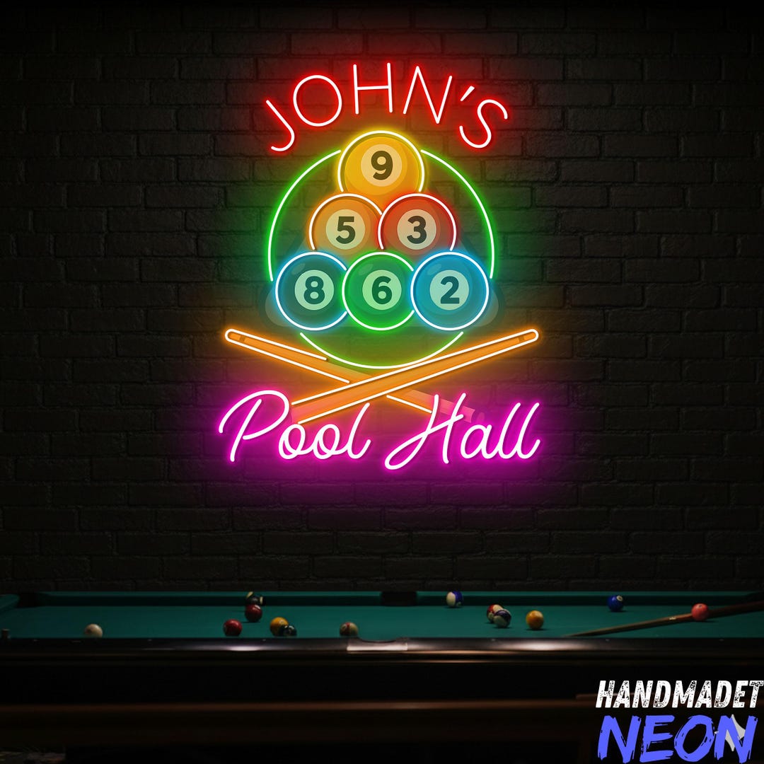 Pool Hall Neon Sign for Wall Decor, Billiards Led Light, Custom Neon ...