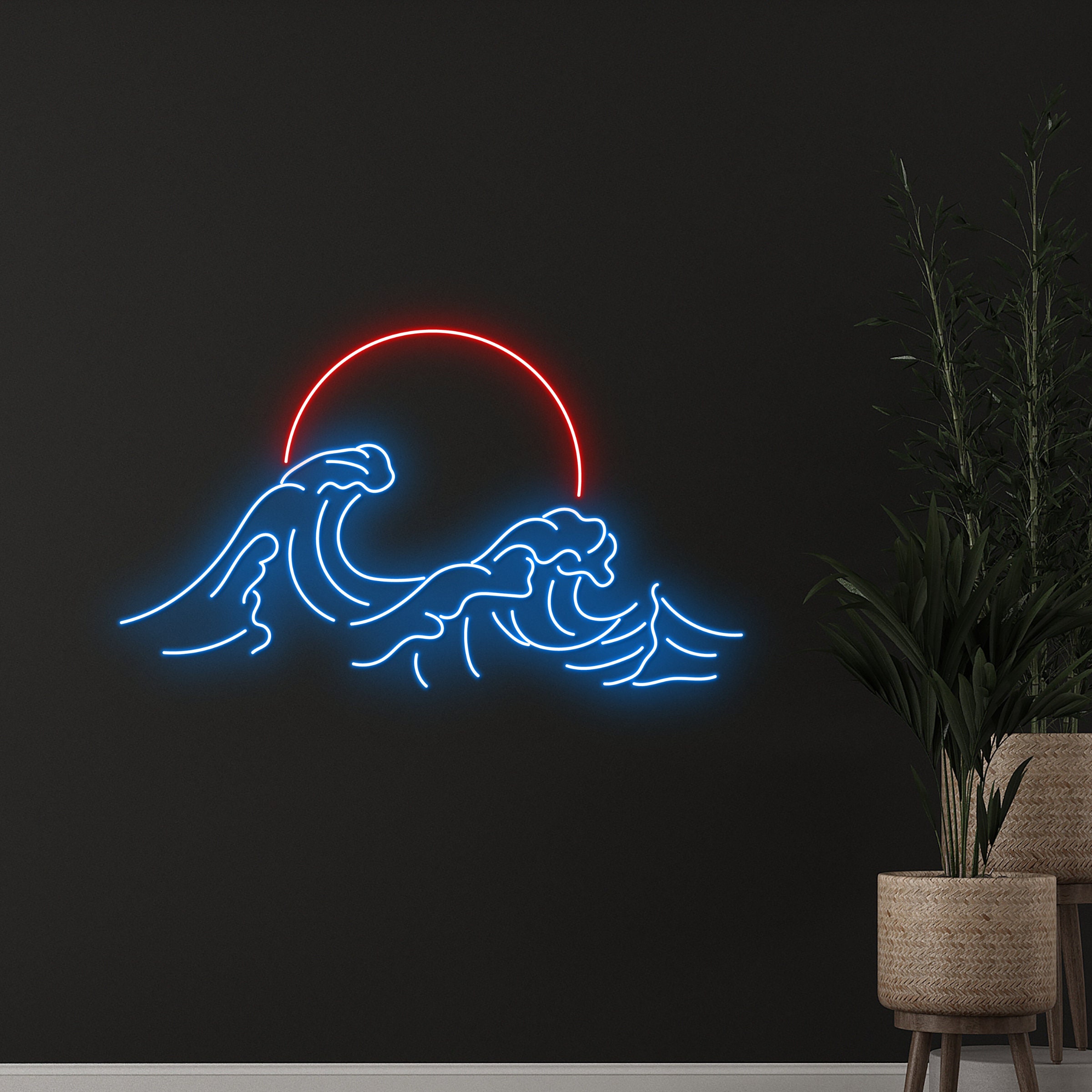 Wave Led Light Sign Custom Sun Ocean Wave Neon Sign, Sea Wave Sun Led Sign, Wave Sunrise ...