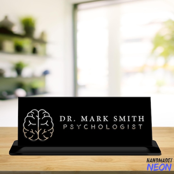 Custom Psychologist Metal Name Plate Psychology Name Plate Table Decor, Custom Engraved Desk Sign, Doctor Table Office Decor, Desk Nameplate