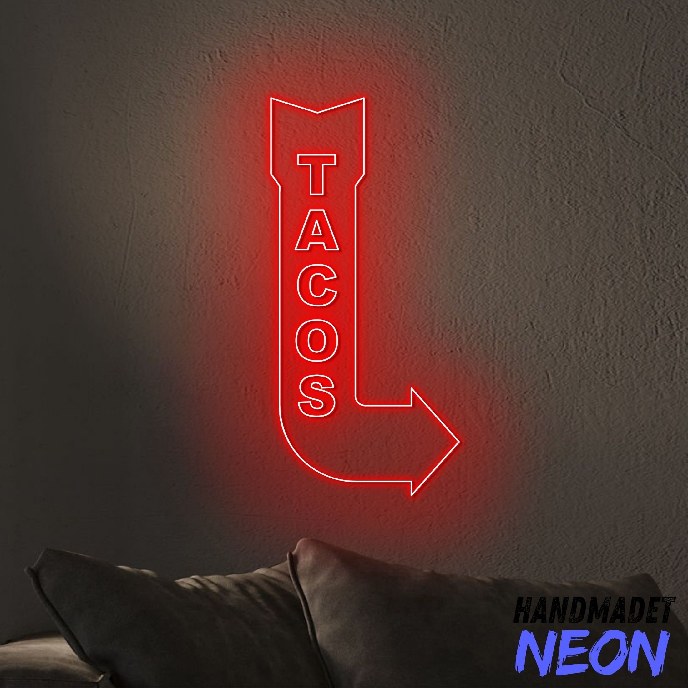 Tacos Direction Neon Sign, Tacos Arrow Led Sign, Tacos Open Neon Light ...