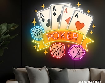 パーソナライズされたポーカールームLEDネオンサイン、カスタムホーム