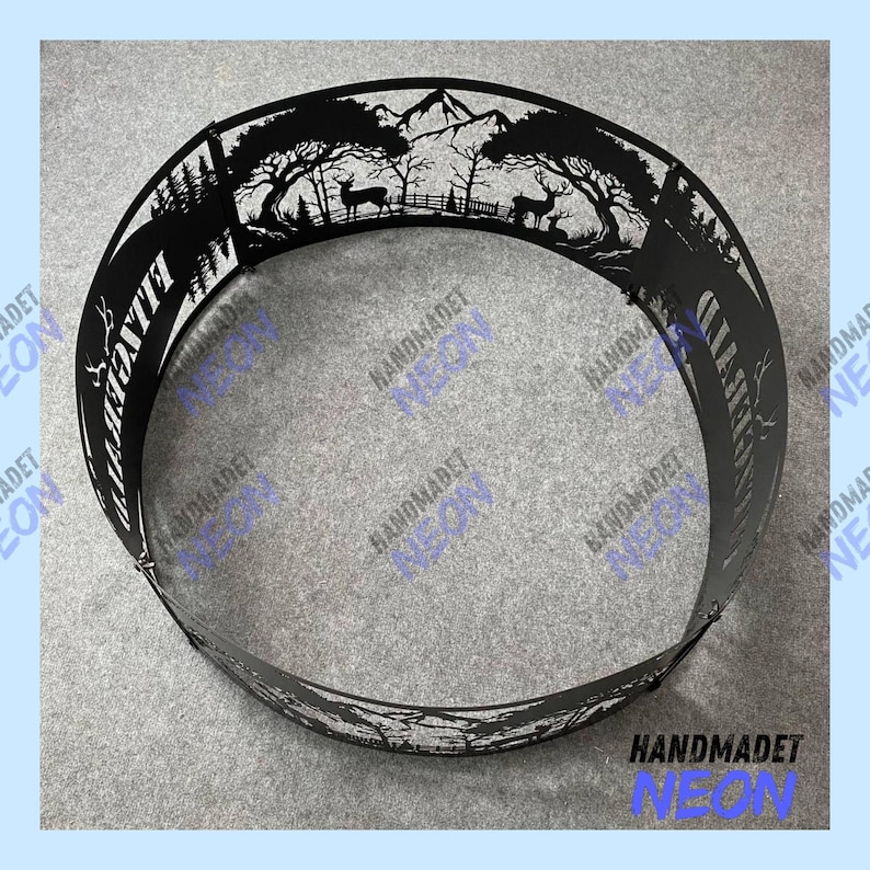 Personalized Deer Fire Pit Ring, Forest Fire Ring Camping, Fire Pit ...