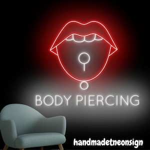 Body Piercing Neon Sign, Tongue Piercing Led Sign, Piercing Neon Light, Piercing Led Light, Piercing Salon Wall Art Decor, House Wall Decor