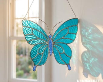 Butterfly Stained Glass: Handmade Suncatcher Window Hanging Decor