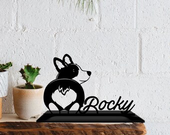 Custom Corgi Butt Table Decor, Corgi Dog Metal Shelf Decor Home, Cute Corgi Table Office Decor, Dog Home Decor, Office Bookshelf Metal Decor