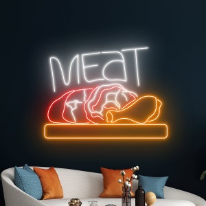 Vlees neonlicht, vlees neonbord, vlees BBQ led-licht, barbecue led-bord, BBQ-kamer wanddecoratie, barbecue restaurant neonlicht decor