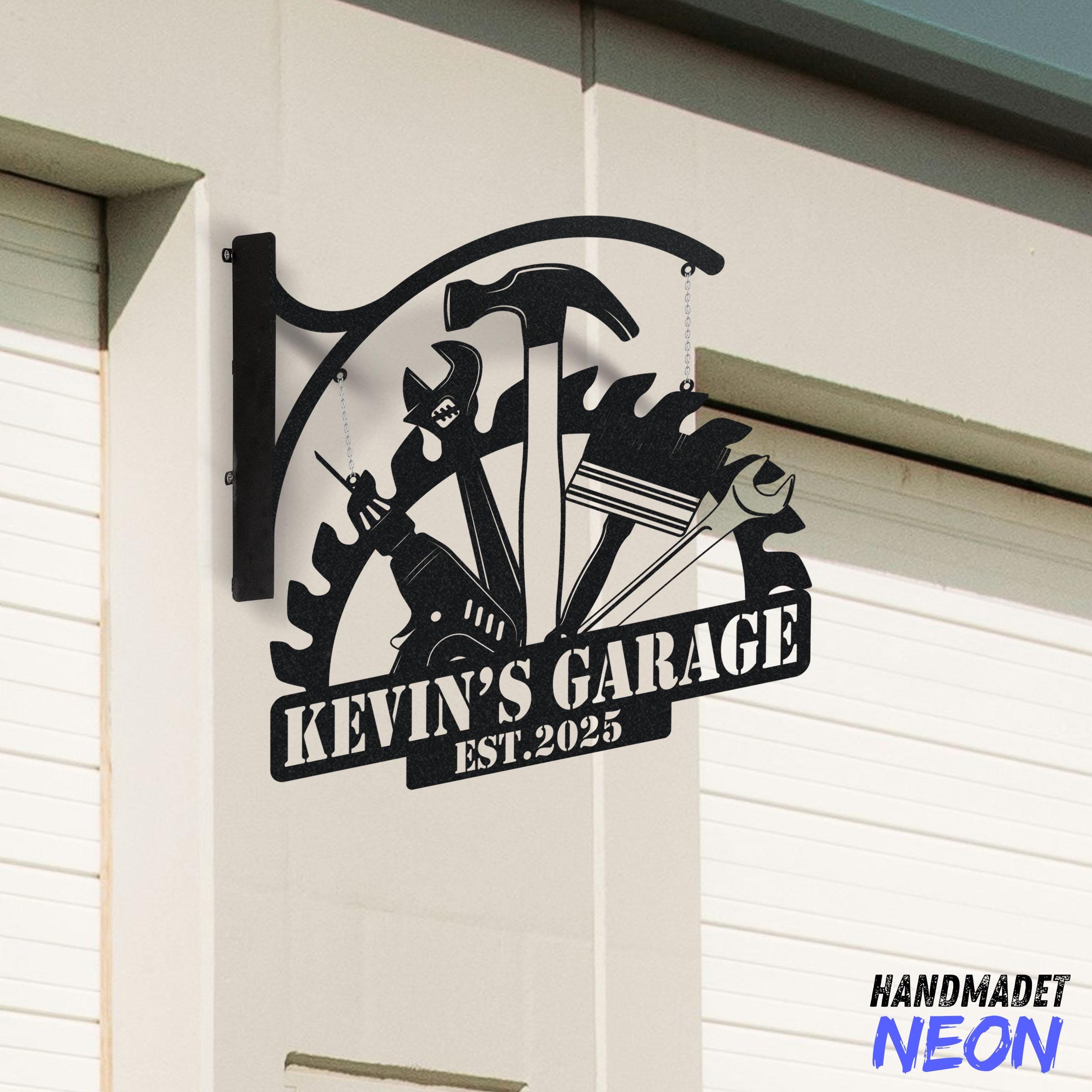 Personalized Garage Hanging Sign, Garage Mechanic Outdoor Hanging Sign ...