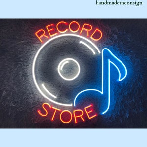 Letrero de neón de tienda de discos, Letrero LED de tienda de discos, Luz LED de neón de tienda de discos, Luz LED de tienda de discos, Decoración de la habitación, El mejor regalo, Letrero de tienda de discos