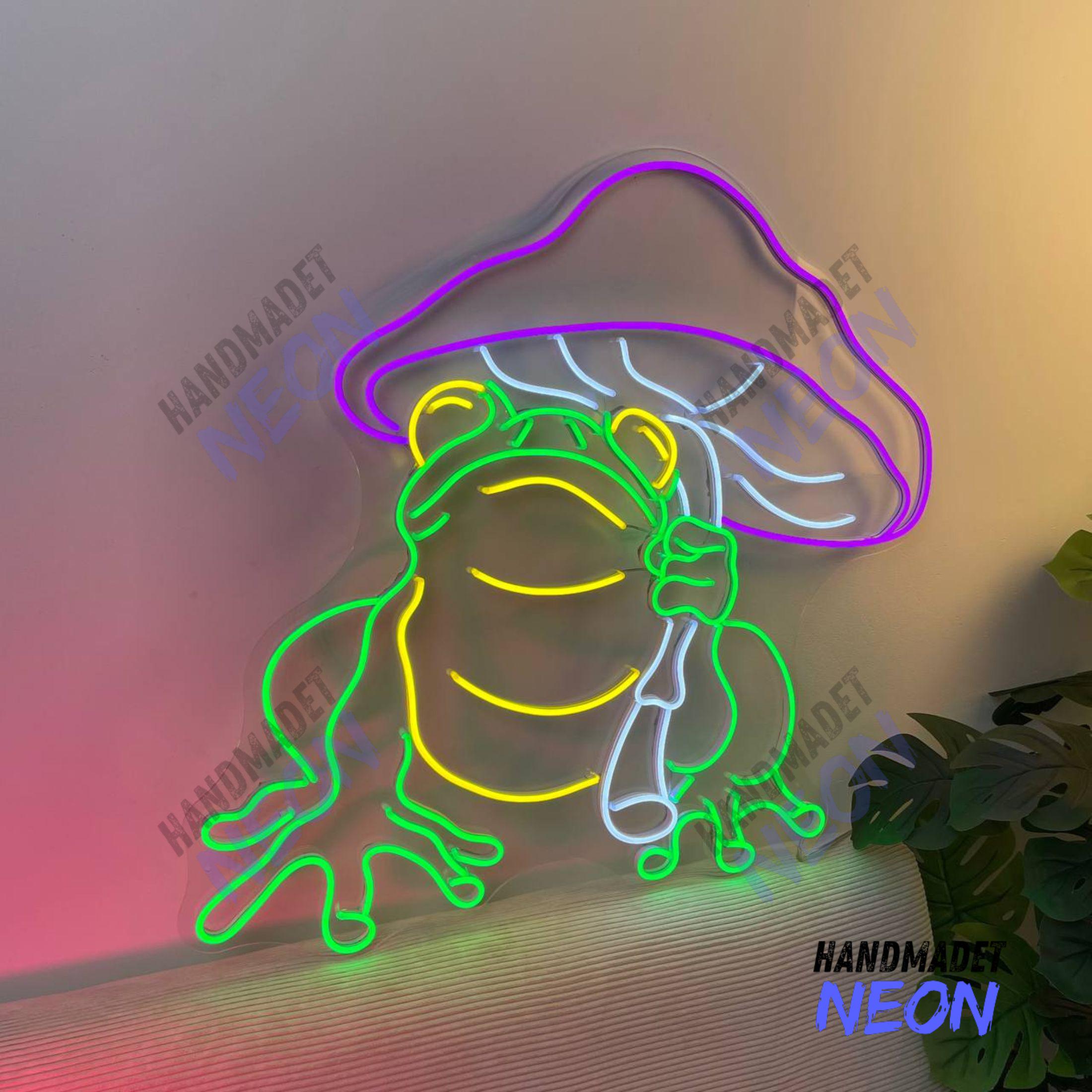 Frog Mushroom Neon Light, Mushroom Frog Led Light, Toad Led Sign, Frog ...