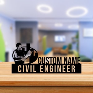 Custom Civil Engineer Metal Desk Name Plate, Engineer Metal Job Name Plate, Builder Work Career Name Plate, Custom Text Words Metal
