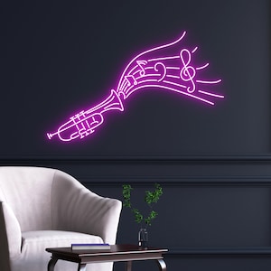 Custom Trumpet Music Flow Neon Sign, Trumpet Neon Led, Trumpet Wall Decor, Neon Sign, Music Neon Sign, Custom Neon Sign, Musical Instrument