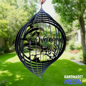Custom Dolphin Wind Spinner, 3D Kinetic Garden Decor Hanging Yard Art Sculpture Outdoor Metal Wind Spinner Patio Porch Gift for Garden Lover
