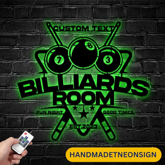 カスタムビリヤードメタルウォールアート LED ライト - パーソナライズ