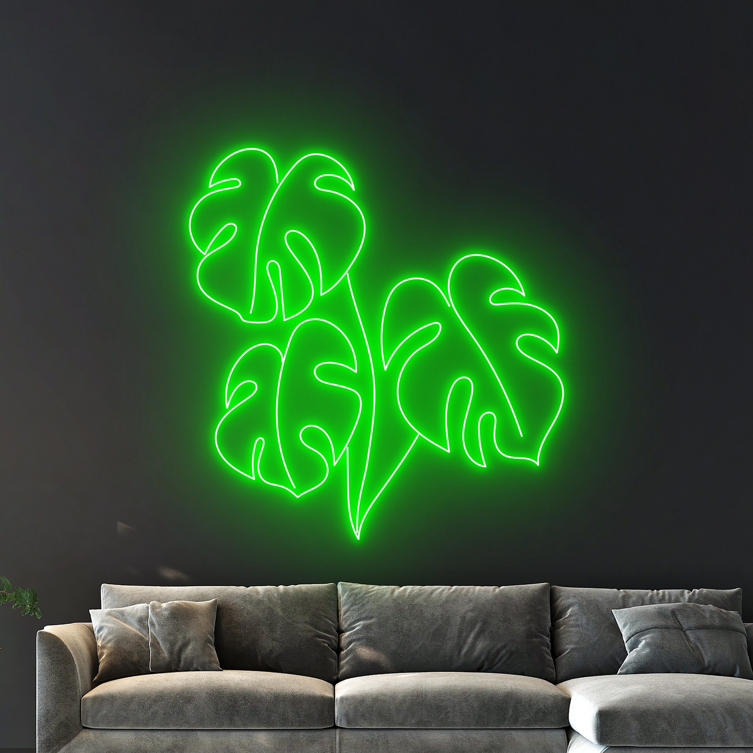 Monstera Leaf Neon Light, Monstera Tropical Leaf Led Light, Green