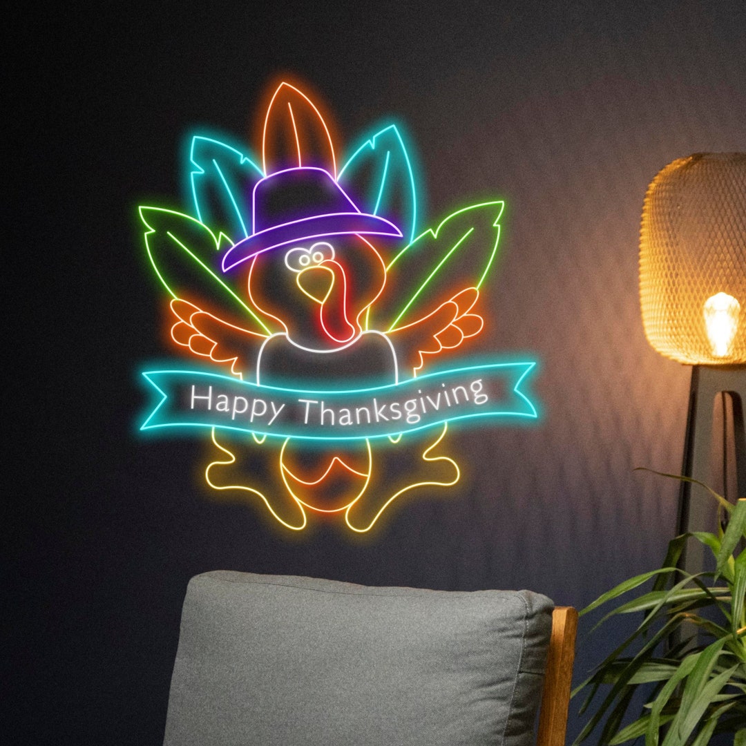 Happy Thanksgiving Turkey Neon Sign, Thanksgiving Turkey LED Light