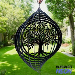 Tree Metal Wind Spinner, Metal Garden Art with Birds, Outdoor Yard Decor, Spiritual Nature Gift, Hanging Spinner