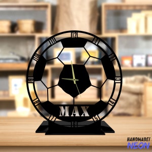 Custom Soccer Ball Tabletop Metal Clock, Soccer Office Desktop Clock, Soccer Sport Desk Circle Clock, Bookshelf Decor, Clock Home Decor
