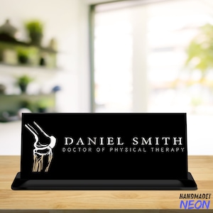 Custom Physical Therapy Metal Name Plate, Doctor Name Plate Table Decor, Hospital Engraved Desk Sign, Table Office Decor, Desk Nameplate