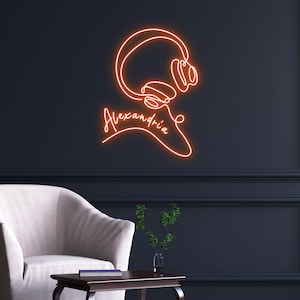 Custom Name Headphone Neon Sign, Headphone Neon Led, Music Wall Decor, Neon Sign, Music Neon Sign, Custom Neon Sign, Headphone neon