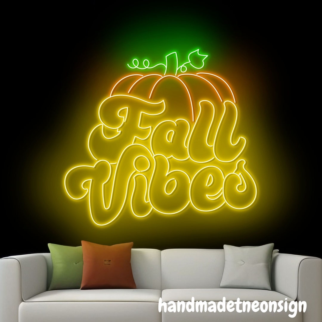 Fall Risk Neon Light Fall Vibes Neon Sign, Pumpkin Led Sign, Pumpkin Autumn Neon Light ...