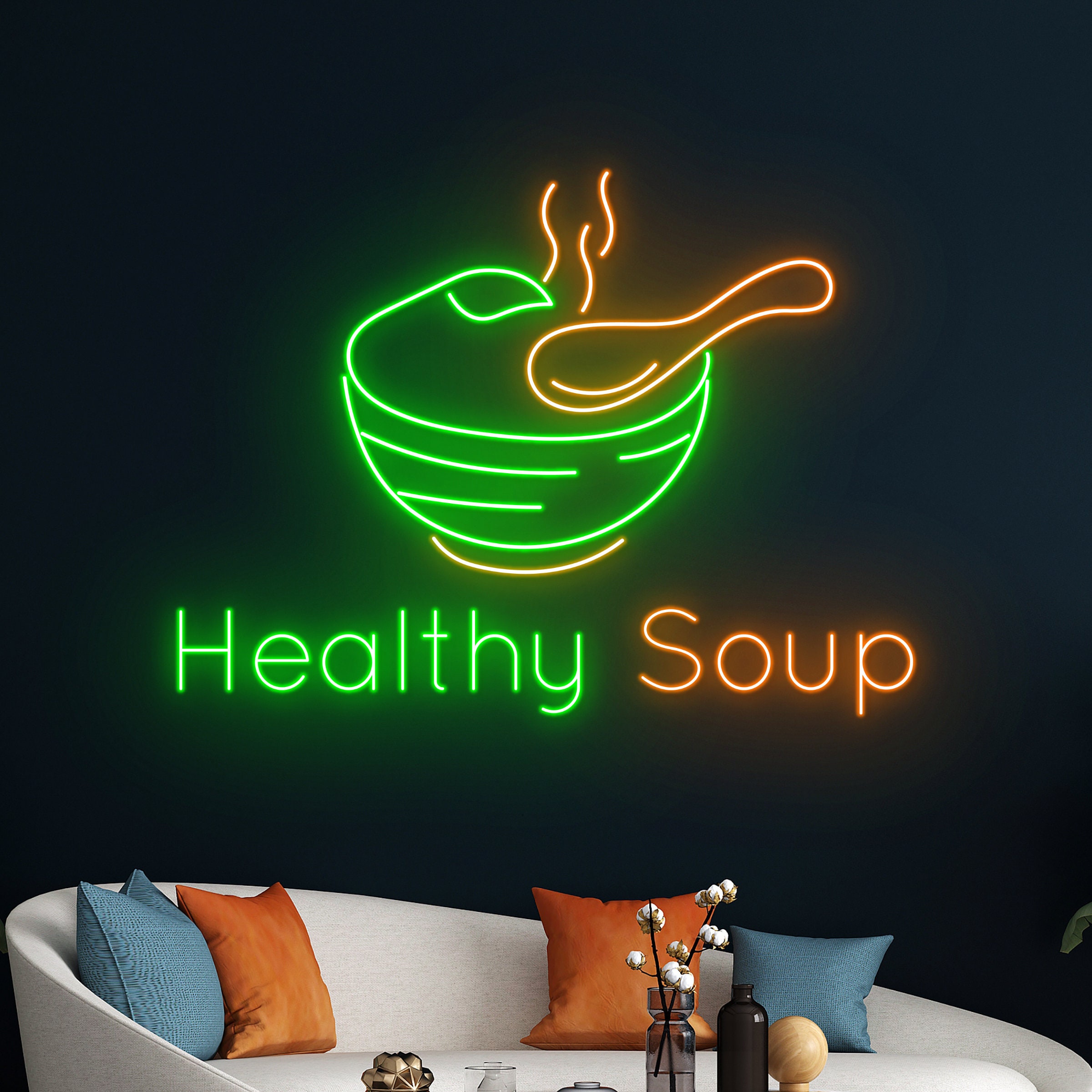 Soup Sign Led Heathy Soup Neon Sign, Healthy Soup Led Sign, Soup Neon Light, Food ...
