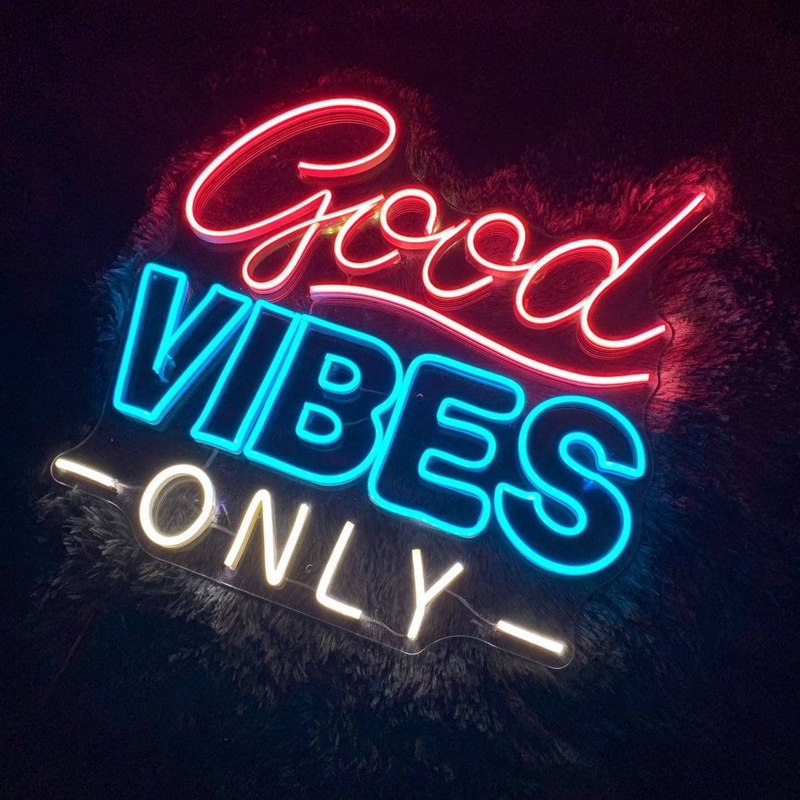 Good Vibes Led Sign Good Vibes Neon Sign Wall Decor Bar Etsy