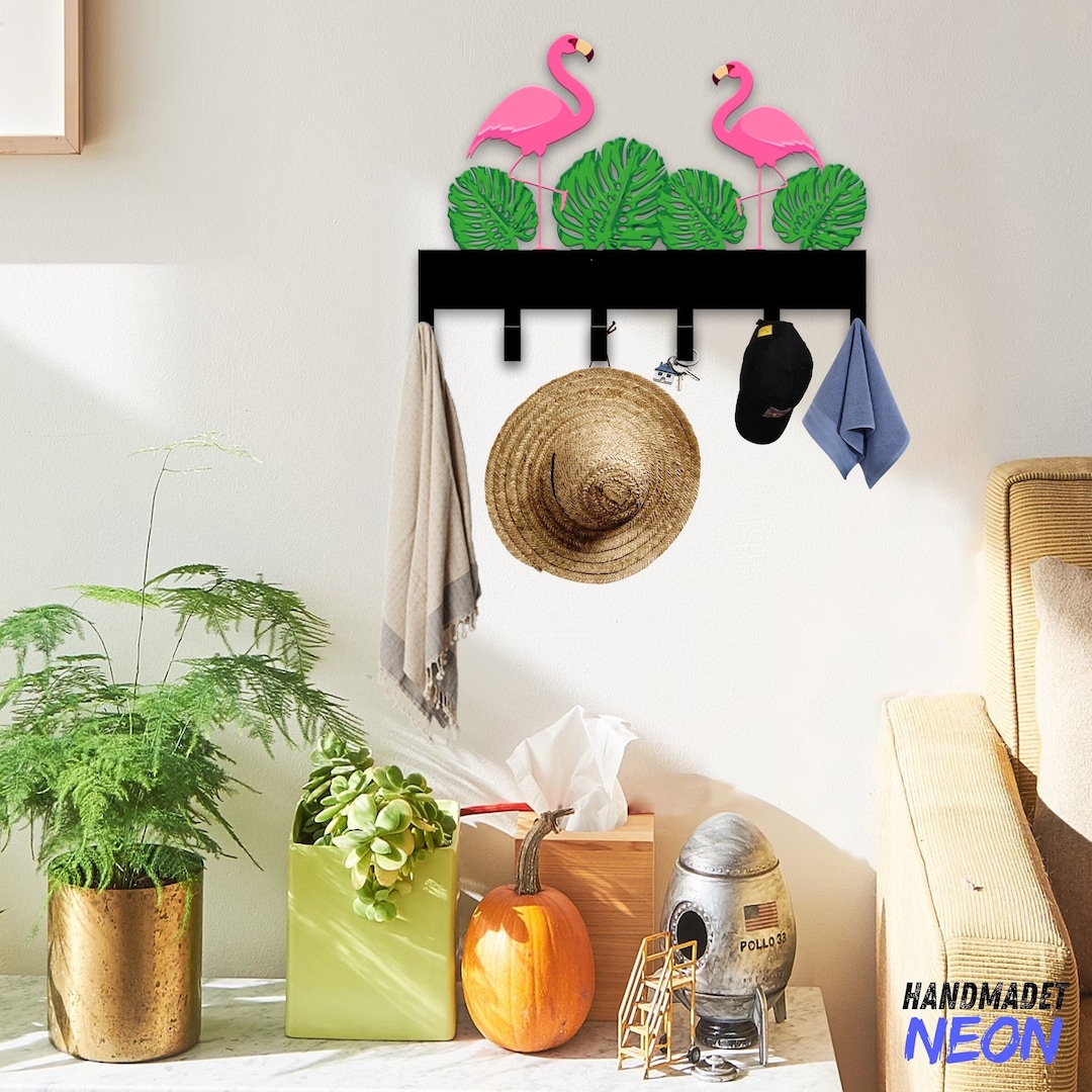 Custom Tropical Flamingo Towel Rack Wall Hanger Flamingo Metal Wall ...