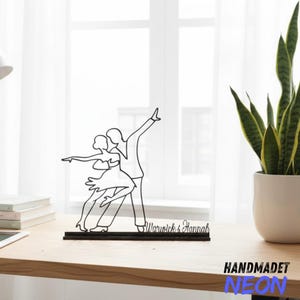 Benutzerdefinierte tanzende Paar Metall Schreibtisch, Tanz Metall Tischschild, Paar Tänzer Skulptur Statue, Tänzer Name Metalldraht, Tänzer Haus Dekor