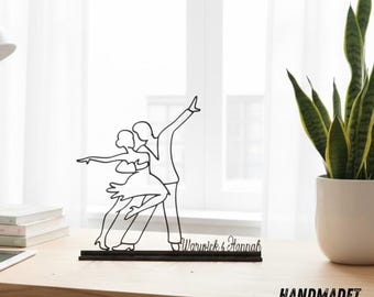Custom Dancing Couple Metal Desk, Dance Metal Table Sign, Couple Dancer Sculpture Statue, Dancer Name Metal Wire, Dancer Home Room Decor