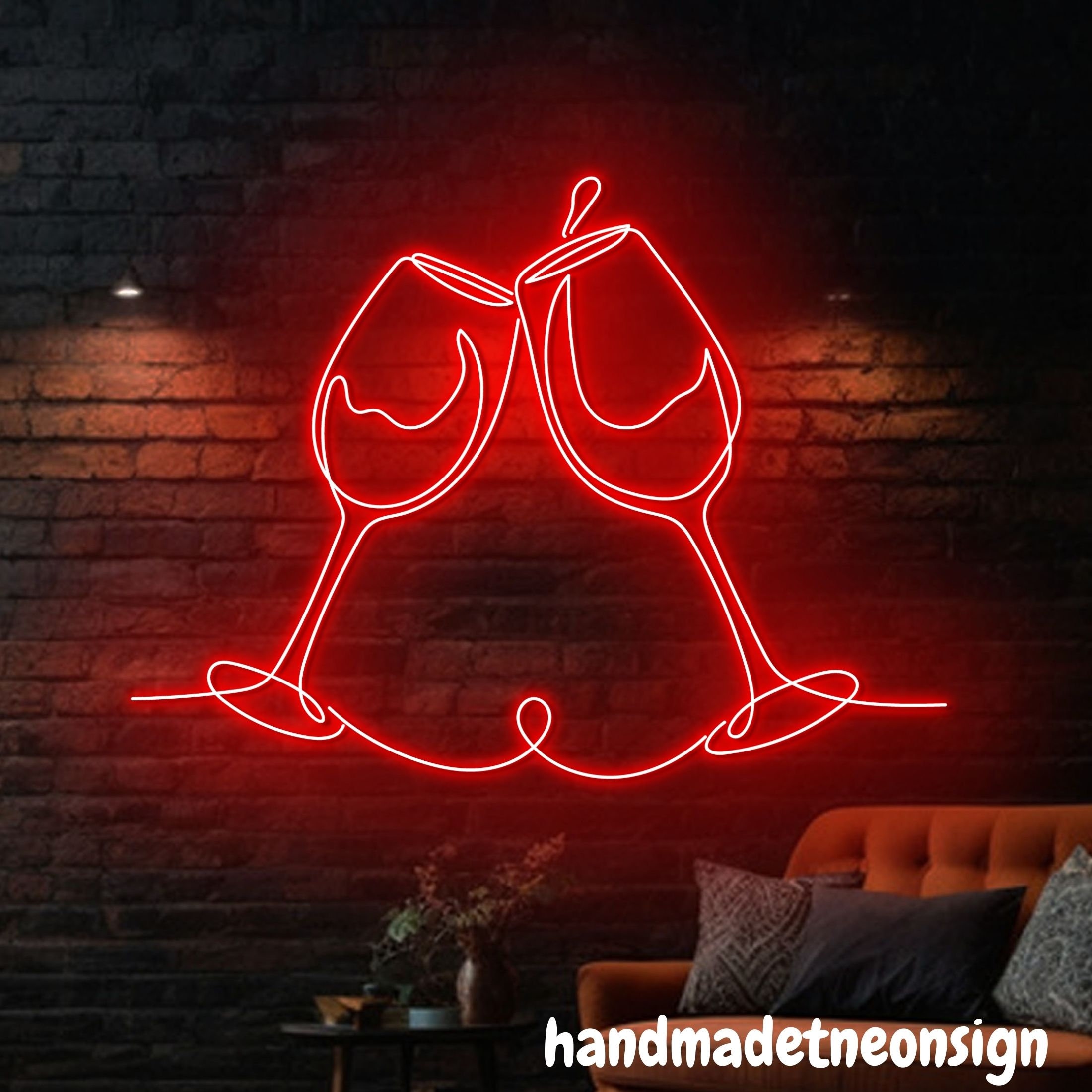 Two Glasses of Wine Neon Sign, Cheers Led Sign, Drinking Wine Led