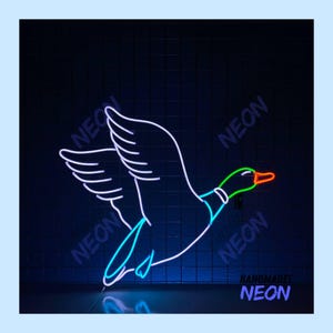 Flying Duck Neon Light, Duck Flying Led Light, Duck Led Sign, Personalized Duck Neon Sign, Custom Duck Room Wall Art Decor, Duck Neon Light