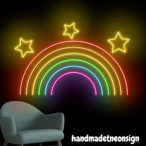 Rainbow Stars Neon Sign, Rainbow Star Led Sign, Rainbow Colorful Neon Light, Rainbow Led Light, Rainbow LGBT Wall Art Light, Home Wall Decor