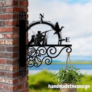 Personalized Hunter Hanging Bracket, Hunting Hanging Basket Bracket, Hunter Hanging Bracket For Garden, Hunter Metal Sign Garden Decor