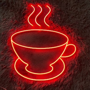 Hot Coffee Cup Neon Sign, coffee neon sign, cafe neon sign, coffee led sign, neon sign cafe, coffee shop neon, cafe neon light
