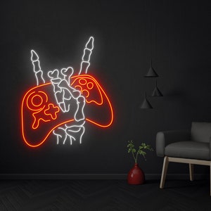 Gamer Skull Led Neon Sign, Skull Neon Sign, Skull Art Sign, Game Room Decor, Skull lovers, Gamer neon sign, Neon for gamer