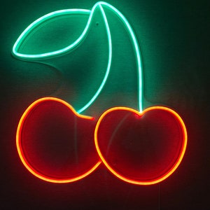 Cherry Led Sign, Cherry Led Sign, Wall Decor, Bar Neon Sig, Custom Neon Sign, Restaurant Led Sign, Fruits Neon Sign, Cherry Fruit Led Signs