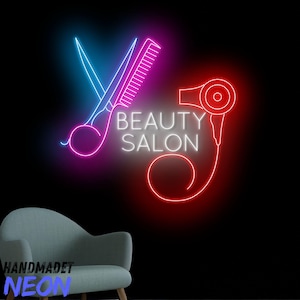 Beauty Salon Open Neon Sign, Hairdresser Led Sign, Hair Neon Light, Hair Studio Led Light, Hair Salon Wall Art Decor, House Wall Sign Decor