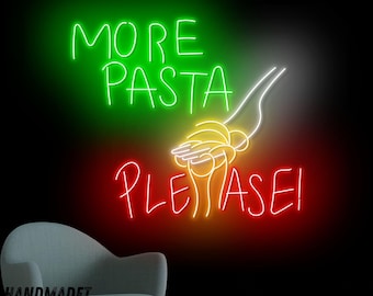 Pasta Neon Sign, Pasta LED Light, Spaghetti Neon Sign, Italian